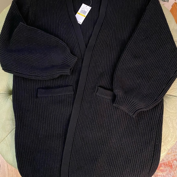 Michael Kors Sweater Coat Cardigan Oversized Medium Black NWT Retail $195 - Picture 11 of 11